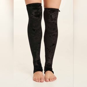 Black Velvet Leg Warmers With Kneepads